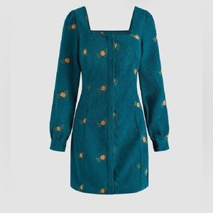 Teal Corduroy Dress